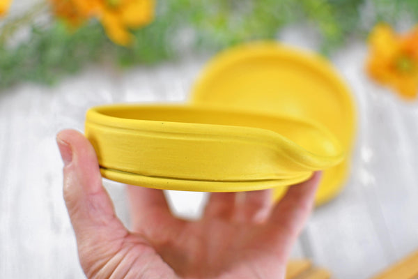 Sunflower Ceramic Spoon Rest, Yellow Stoneware Handmade Pottery for Stovetop, Floral Flower Yellow Dish