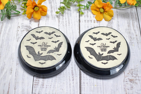 Handmade Bats Small Candy Dish - Bat Lover Gift, Gothic Ceramic Pottery Bowl for Halloween, Nuts, Snacks, Trinkets, Condiments, & Small Soap