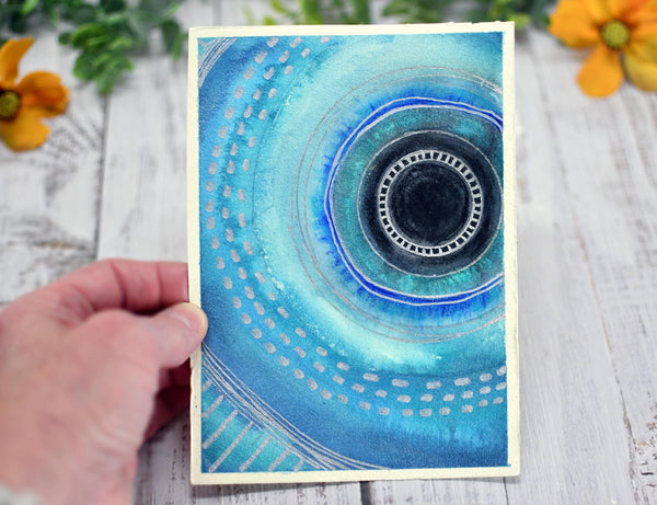 Watercolor Painting Original Evil Eye Wall Art, 5x7 on Paper Unframed, Blue White Home Decor, Not A Print, Italy Nazar Turkish Boho
