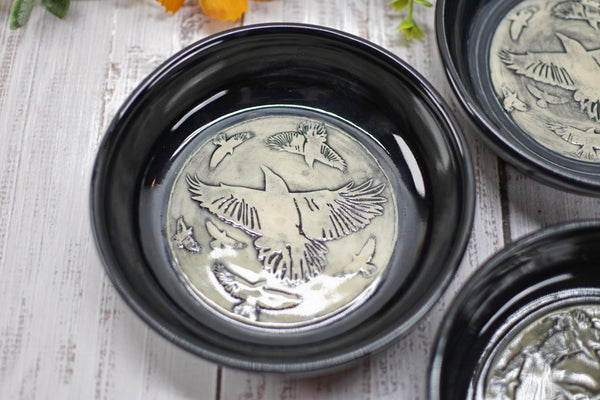 Handmade Ravens Small Candy Dish - Murder of Ravens Gothic Ceramic Pottery Bowl for Halloween, Nuts, Snacks, Trinkets, Condiments