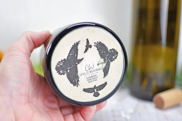 Handmade Raven Bird Cup - Bird Lover Gift, Gothic Ceramic Tumbler, Nature Inspired Pottery for Whiskey or Wine, A Murder of Ravens