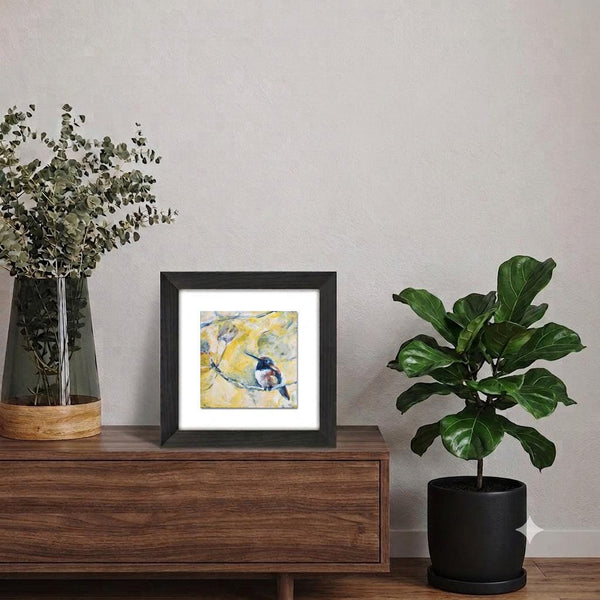 Hummingbird Original Acrylic Painting, "Rufous" Hummingbird Bird Art, Unframed with Frame Additional Purchase Option