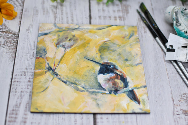 Hummingbird Original Acrylic Painting, "Rufous" Hummingbird Bird Art, Unframed with Frame Additional Purchase Option