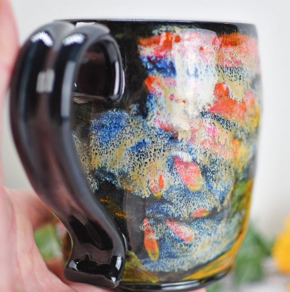 Hand Painted Butterfly Coffee Mug, Rustic Handmade Stoneware Sunflower Pottery, Monarch Butterfly Ceramic Cup, Unique Nature Lover Gift