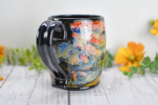 Hand Painted Butterfly Coffee Mug, Rustic Handmade Stoneware Sunflower Pottery, Monarch Butterfly Ceramic Cup, Unique Nature Lover Gift