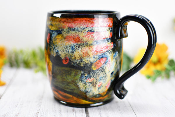 Hand Painted Butterfly Coffee Mug, Rustic Handmade Stoneware Sunflower Pottery, Monarch Butterfly Ceramic Cup, Unique Nature Lover Gift