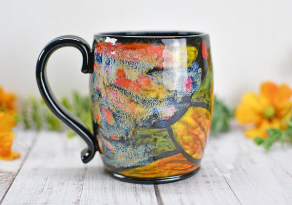 Hand Painted Butterfly Coffee Mug, Rustic Handmade Stoneware Sunflower Pottery, Monarch Butterfly Ceramic Cup, Unique Nature Lover Gift