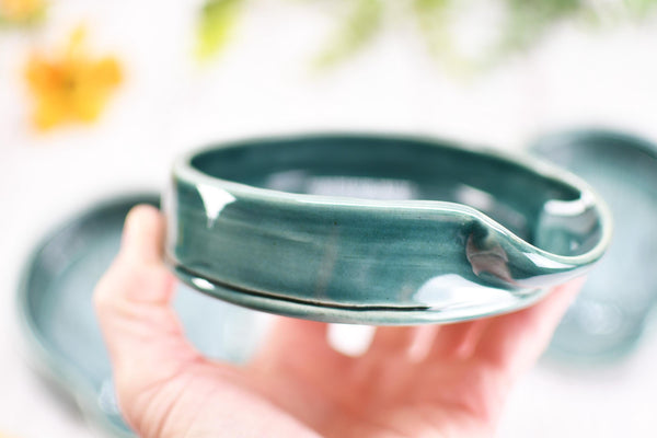 Ceramic Spoon Rest, Hand Carved Sunflower, Sgraffito Stoneware Handmade Pottery for Stovetop, Floral Daisy Flower Green Celadon Dish