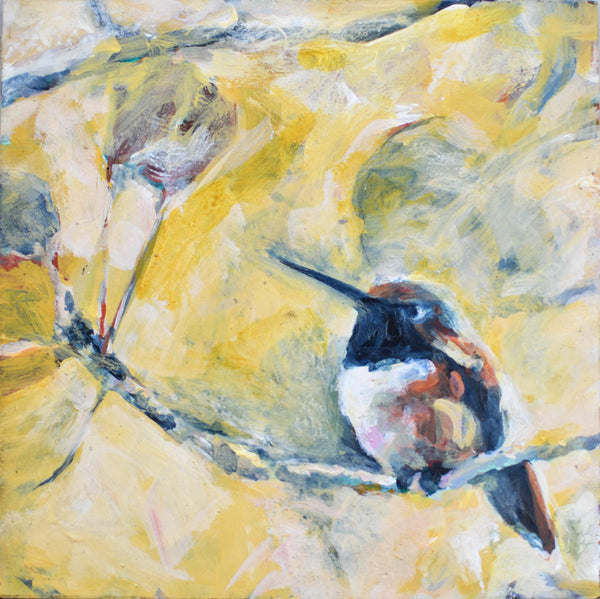 Hummingbird Original Acrylic Painting, "Rufous" Hummingbird Bird Art, Unframed with Frame Additional Purchase Option