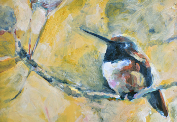 Hummingbird Original Acrylic Painting, "Rufous" Hummingbird Bird Art, Unframed with Frame Additional Purchase Option