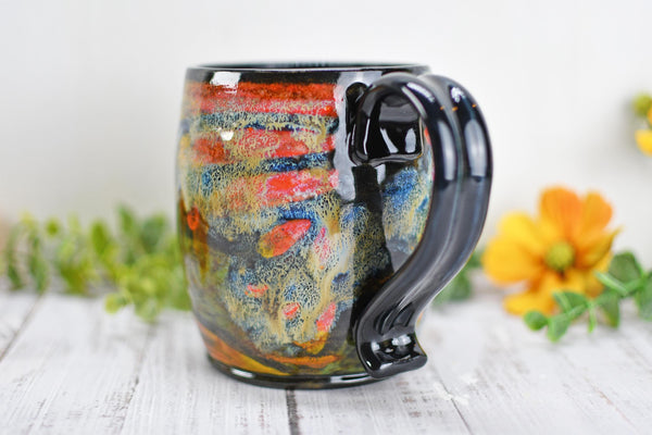 Hand Painted Butterfly Coffee Mug, Rustic Handmade Stoneware Sunflower Pottery, Monarch Butterfly Ceramic Cup, Unique Nature Lover Gift