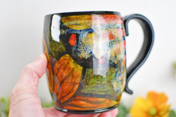 Hand Painted Butterfly Coffee Mug, Rustic Handmade Stoneware Sunflower Pottery, Monarch Butterfly Ceramic Cup, Unique Nature Lover Gift