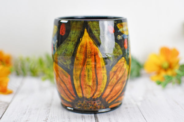 Hand Painted Butterfly Coffee Mug, Rustic Handmade Stoneware Sunflower Pottery, Monarch Butterfly Ceramic Cup, Unique Nature Lover Gift