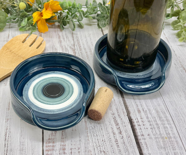 Evil Eye Ceramic Stove Top Spoon Rest Coffee Bar Tea, Pottery Nazar Blue White Handmade Handpainted Stoneware Large Housewarming Spiritual