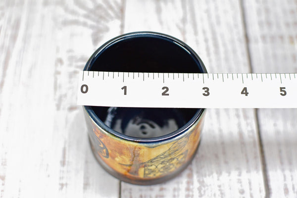 Handmade Ceramic Cardinal Bird Cup, Bronze Pottery Anniversary Gift, Whiskey or Wine Tumbler, Moroccan Boho