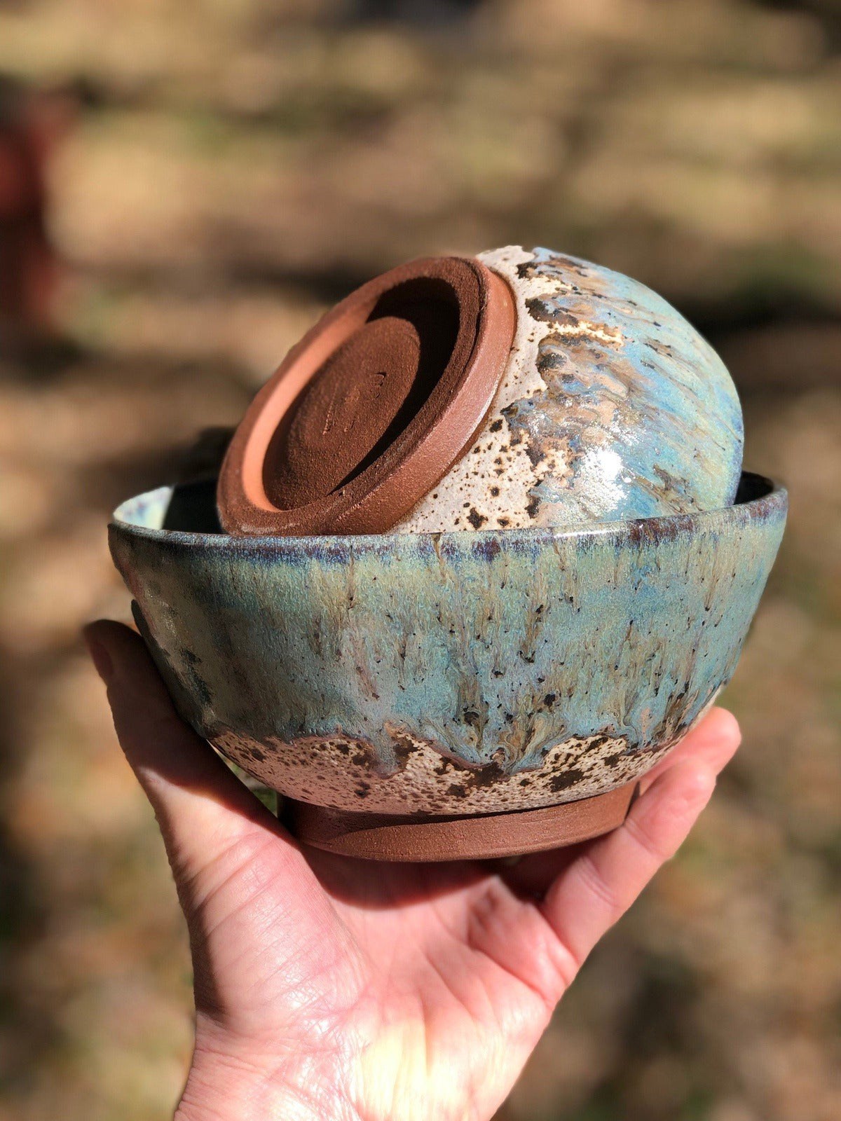 Large Hand Thrown Serving Bowl Turquoise Pottery Mixing Bowl Wheel Thrown  Pottery